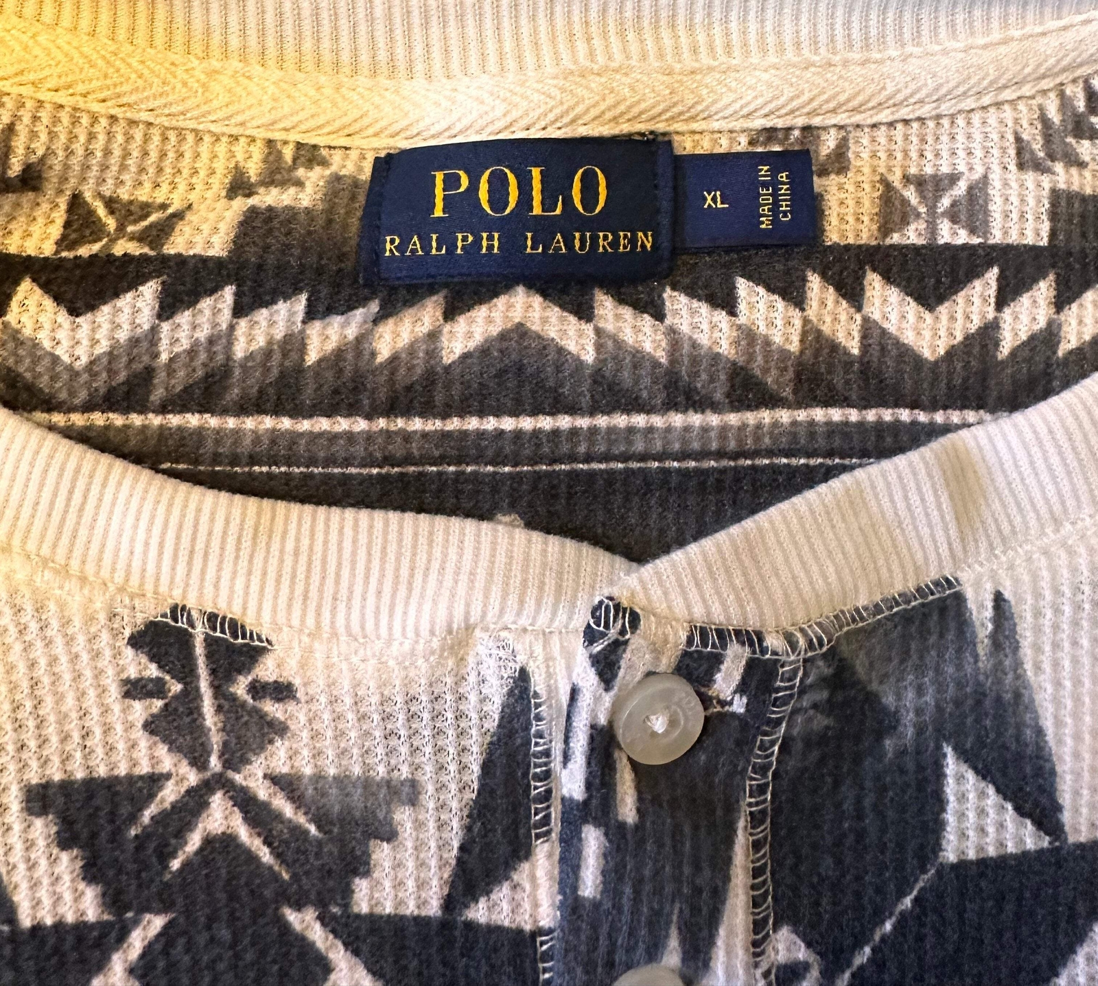 Polo Ralph Lauren Aztec Waffle Western Womens Henley Top Size XL thumbnail 4