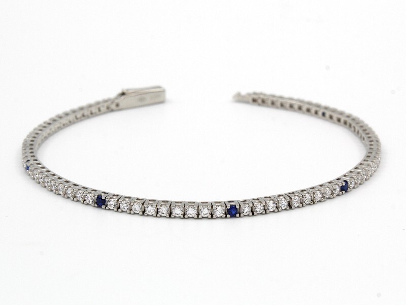 Elegant Tennis Bracelet with White Zirconia and Blue Silver in Various Sizes