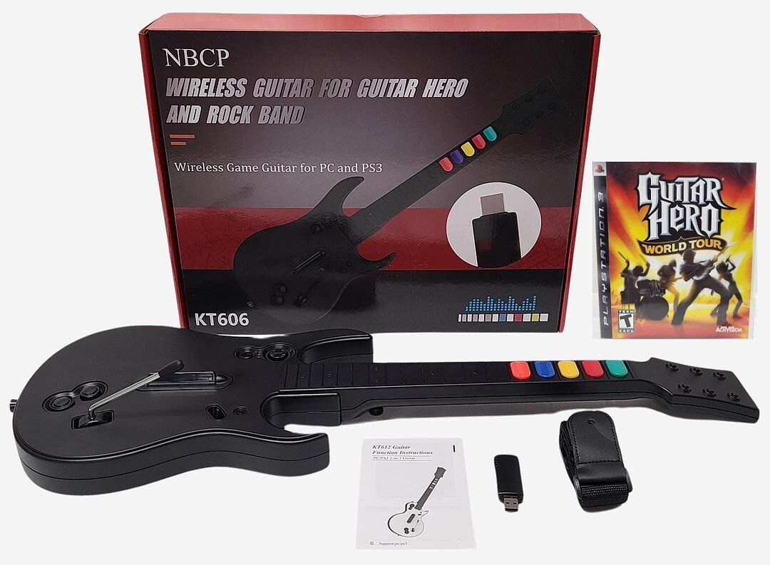 PS3 Guitar Hero World Tour Game + NEW Wireless Guitar Controller