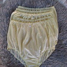 6 Nylon Plus Underwear Granny Panties Woman Silky Soft High Waist 42"-50"Yellow