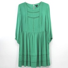 Ann Taylor Pleated Dress Plus Size 14 Kelly Green Knee Length Office Work Career