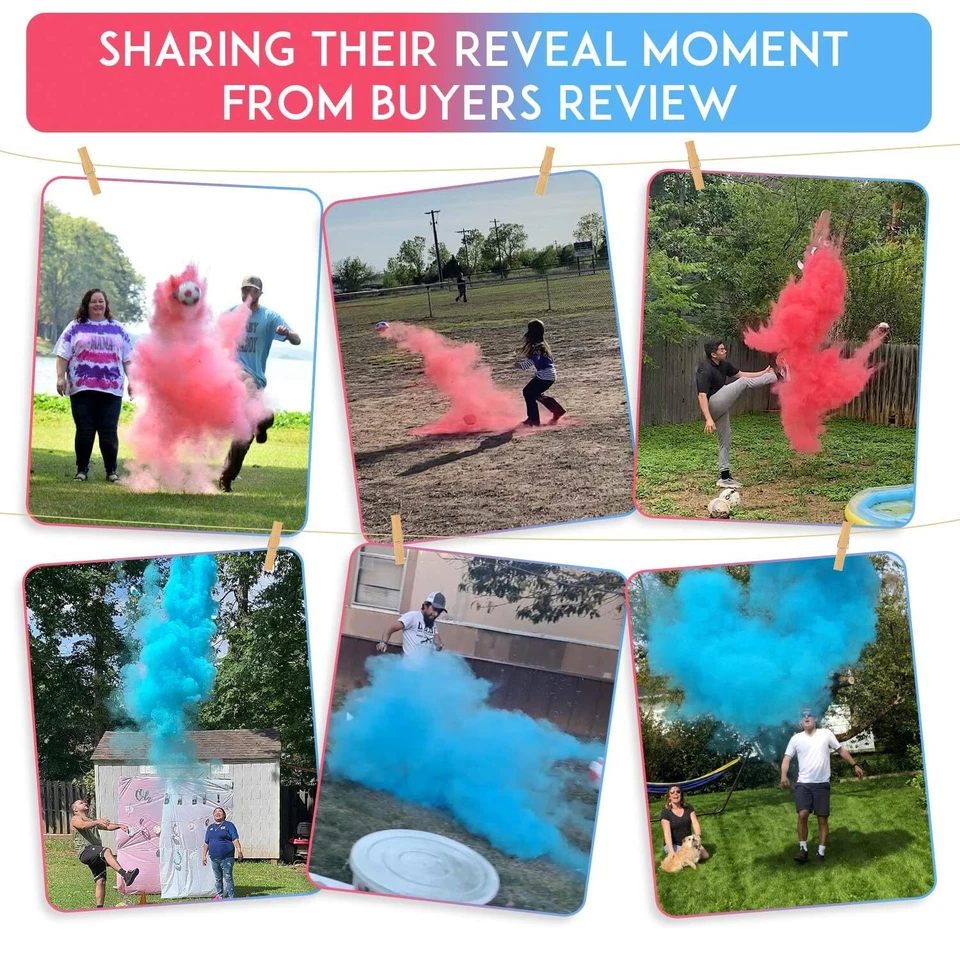 Gender Reveal Soccer Ball with Powder Revelacion de Sexo de Bebe 2 Big Bags o... - Image 2 of 4