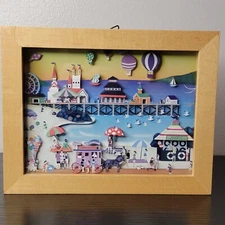 Shadow Box 3d Framed Picture Beach/pier  7  1/4" x 9  1/4"