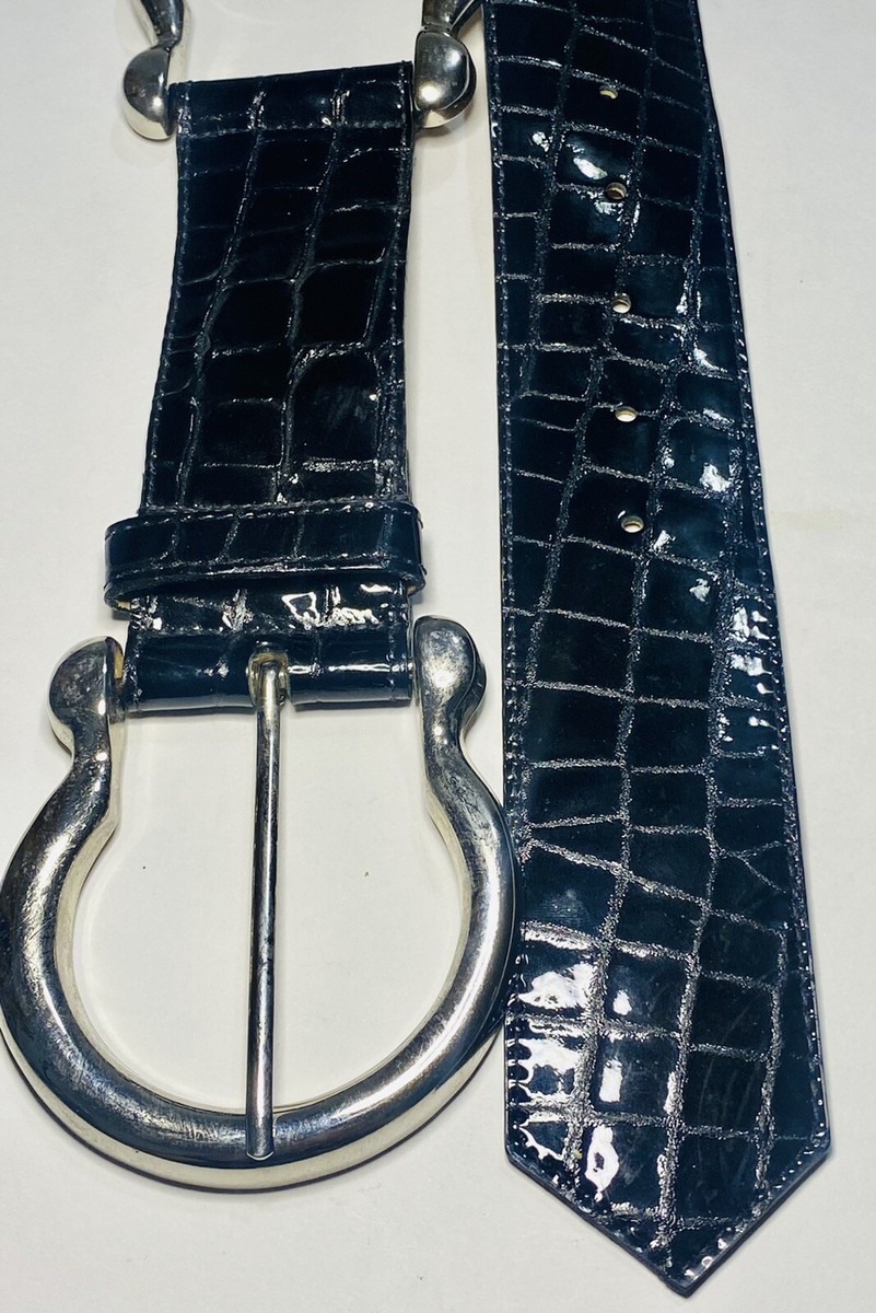 Cache Black Croc-Embossed Leather and Rhinestone Belt Cache Black Croc-Embossed Leather and Rhinestone Belt main image 4