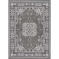 Home Dynamix Lyndhurst Premium Traditional Bordered Medallion Gray Area Rug