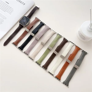 Magnetic Clasp Slim Leather Band for Apple Watch 11 10 9 8 7 6 SE 42/44/45/46mm