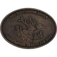 Nra Whittington Center Trophy Elk Hunt Hunting Outdoorsman Nos Vtg Belt Buckle