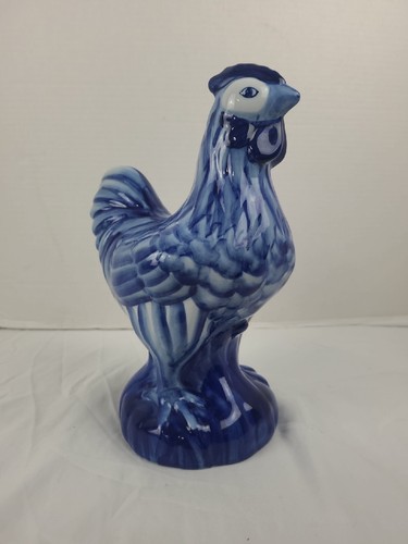 Rooster Ceramic Bombay Company Cobalt Blue 10 In Tall - Picture 4 of 7