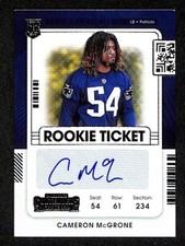 2021 Contenders Cameron McGrone Rookie Ticket Variation Auto RC #224 Patriots