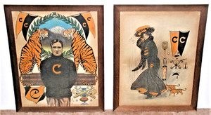 Colorado College Pair of Original Pastels for 1905 Athletic Posters