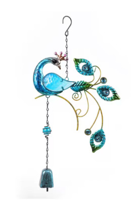 Peacock Wind Chime Glass Iron Accessories Wind Chime Hanging Decoration Glass 