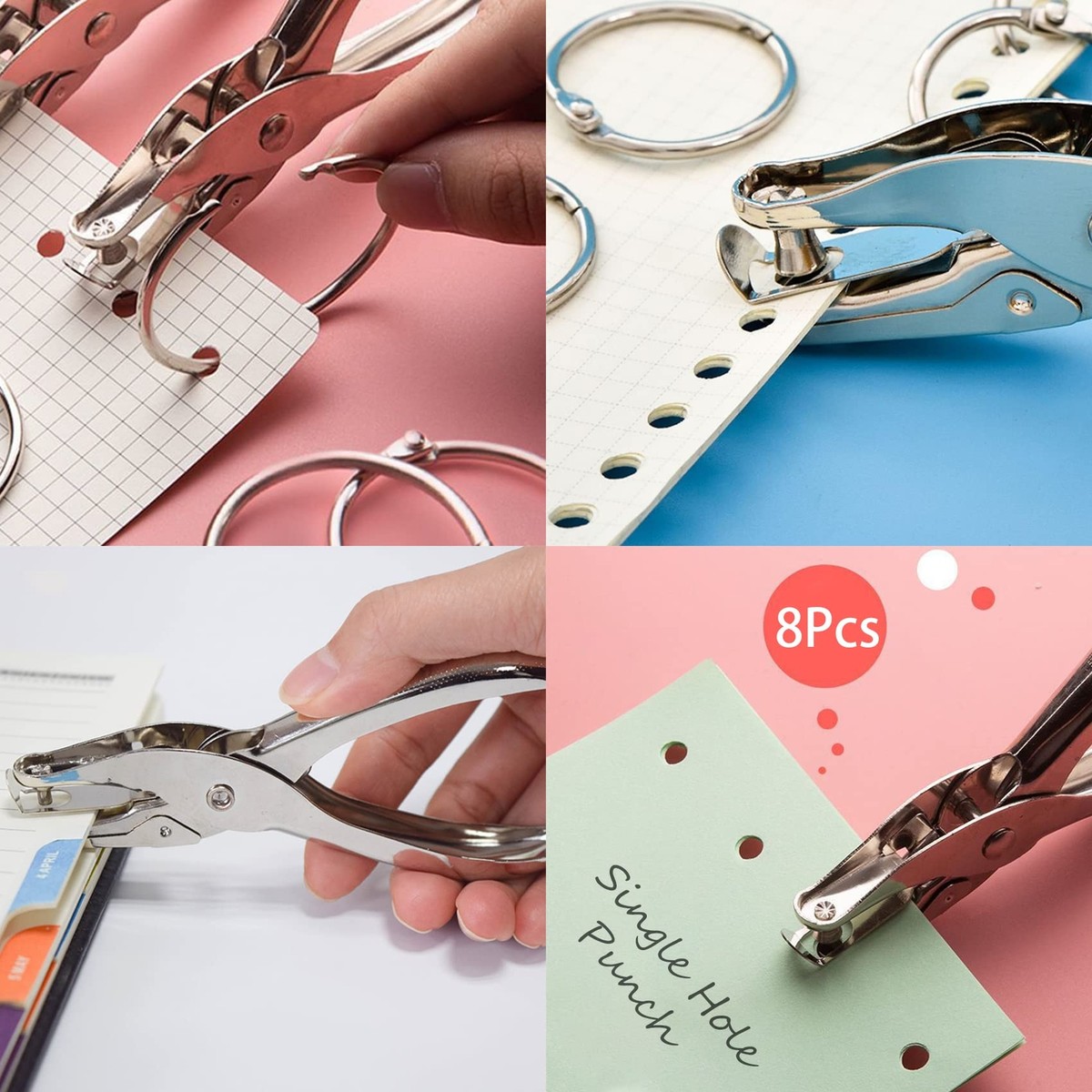 Perforatrices Papier Lot De 2 Perforatrices à Trou Unique 6mm - Métal Robuste Avec Anneaux De Reliure - Scrapbooking DIY Perforatrice Métal