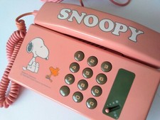 Snoopy Peanuts Push Button Phone Cute 1983 Vintage Woodstock Pink Tomy Toy Japan