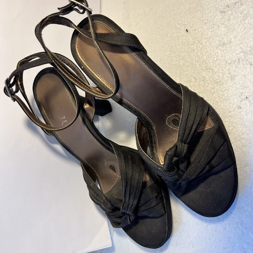 Bijou размер 8 М черный Peep носок лодыжки ремень 3» каблук - Изображение 4 из 4