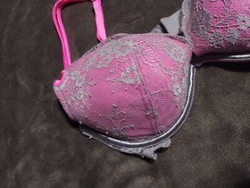 Victoria's Secret Sexy Little Things Gray Hot Pink Multiway Push-up Bra 34c 