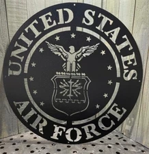 Metal 24" USAF Air Force Crest Military Logo Plasma Cut Sign Art Custom Color
