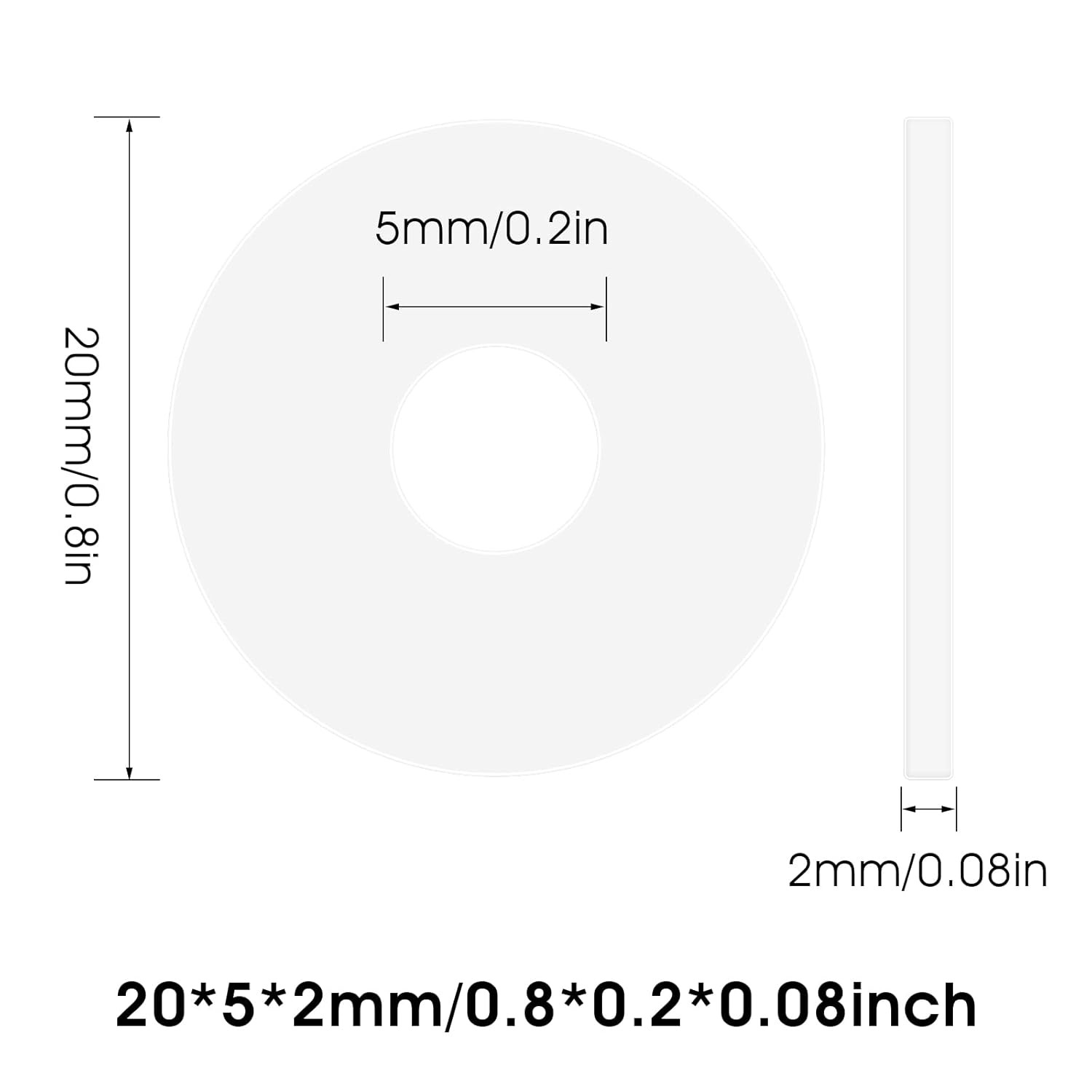 Grevosea 20Pcs Nylon Flat Washer 13/16" OD,3/16" ID Clear Washers... 