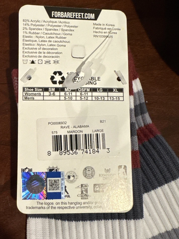 NUEVO Hombres Alabama ROLL TIDE FBF CALCETINES Talla L y TOTWorld Sombrero con Correa Ambos Nuevos con Etiquetas Foto 3 de 4