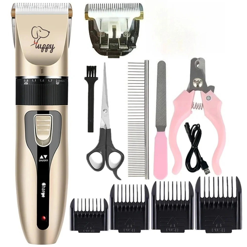 Dog Cat Pet Grooming Kit Rechargeable Cordless Electric Hair Clipper Trimmer Set