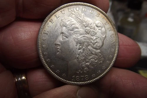 1878-P 7 TF Reverse of 1879 First Year Morgan Silver Dollar AU+++ Slider
