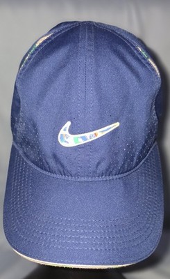 Nike Hat Cap Strap Back Mens One Size Blue Featherlight Dri-FIT Run Past Future