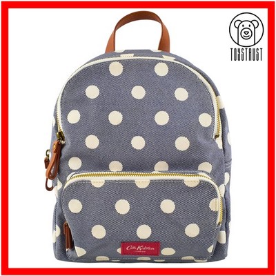Cath Kidston Backpack Rucksack kleine Tasche Red Label Knopf grau gepunktet CR5