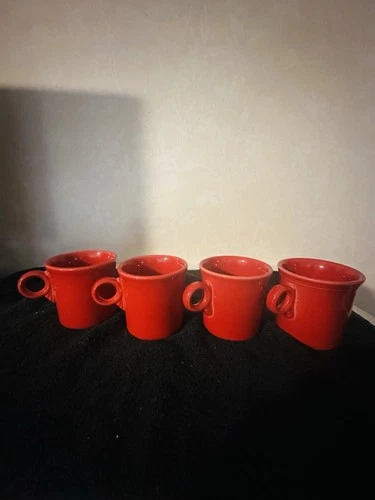 Fiestaware Red/scarlett/ /Coffee Cups Set of 4. No Blemishes
