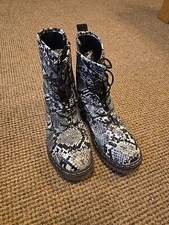 Black And White Snakeskin DM Style Boots - EU 40 - UK 7 - Used Once