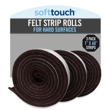 Furniture Slider Felt Strips 1" X 60" Roll Self-Adhesive for Hard Surfaces