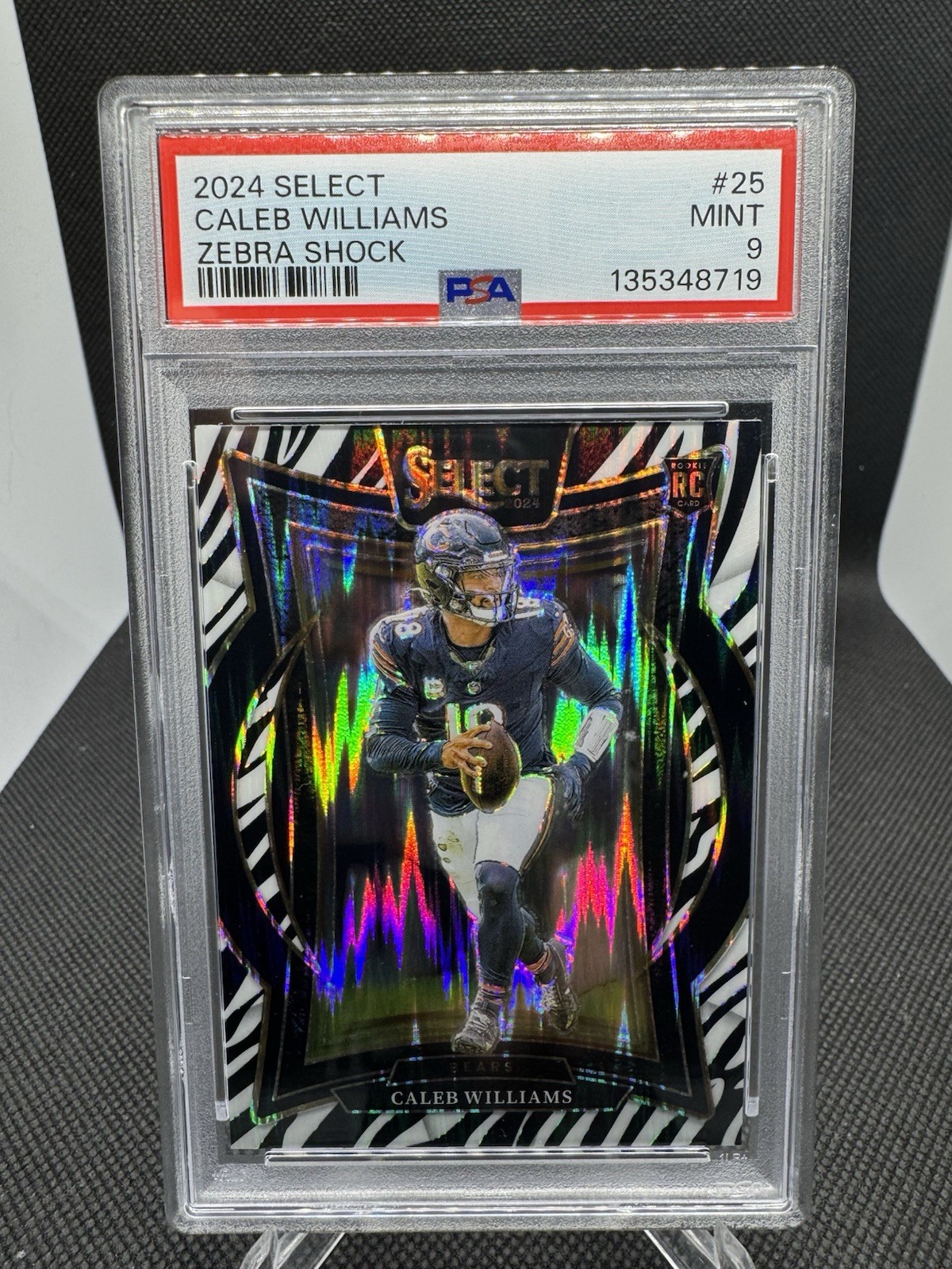 2024 Panini Select - Concourse Rookie Caleb Williams #25 Zebra Prizm Bears PSA 9