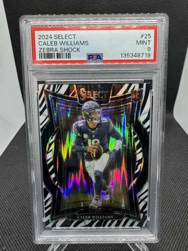 2024 Panini Select Concourse Rookie Caleb Williams Zebra Shock Prizm Bears PSA 9