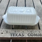 Vintage White Milk Glass Half 1/2 Stick Butter Dish & Lid