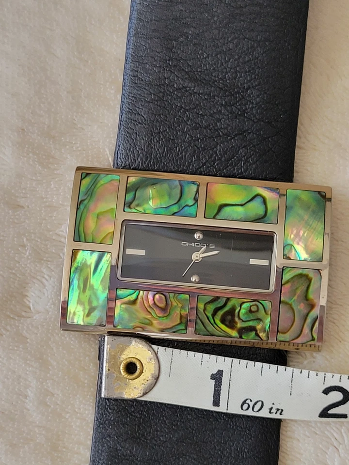 RARO RELOJ PULSERA EARLY CHICOS RUNWAY INCRUSTACIÓN ABULÓN DECLARACIÓN BATERÍA NUEVA Foto 3 de 4