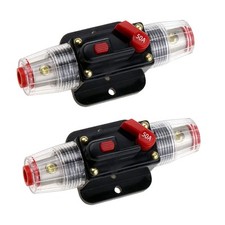 2Pcs 12V-24V DC 50A Fuse Holder Circuit Breaker 50Amp Fuse Inverter with Manu...