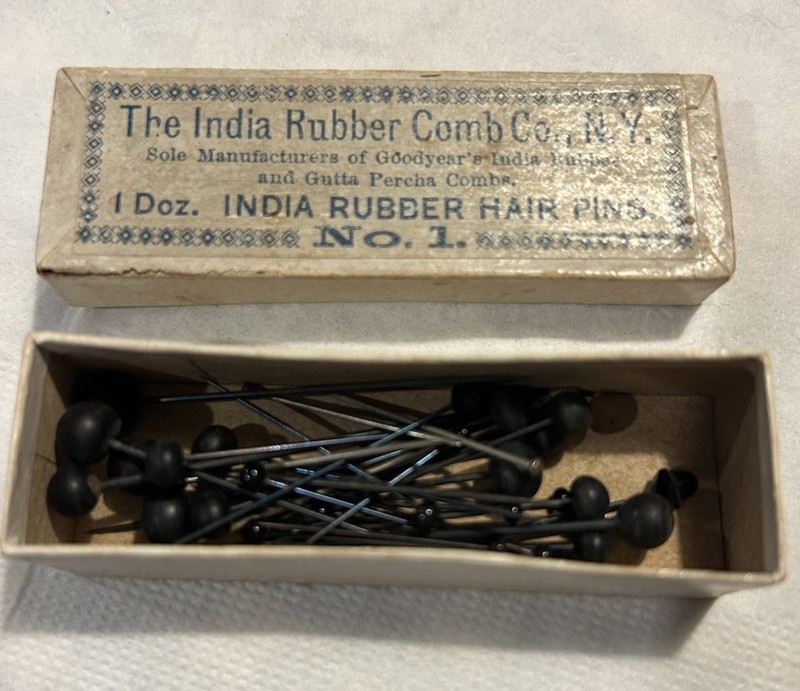 The India Rubber Comb Co , N,Y. India Rubber Hair Pins Box No. 1