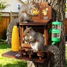 Durable Squirrel Feeder for Outside: Carbonized Pine Natural Brown