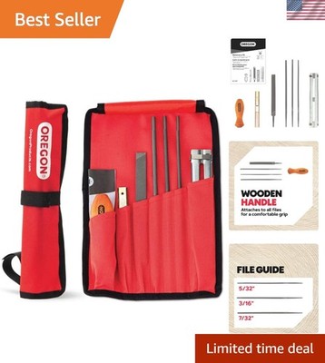 Complete Chainsaw Field Sharpening Kit - Round Files & Guide Included