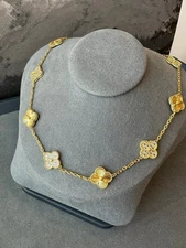 Clover gold cz necklace 925 silver gold plated 10 motifs clover necklace