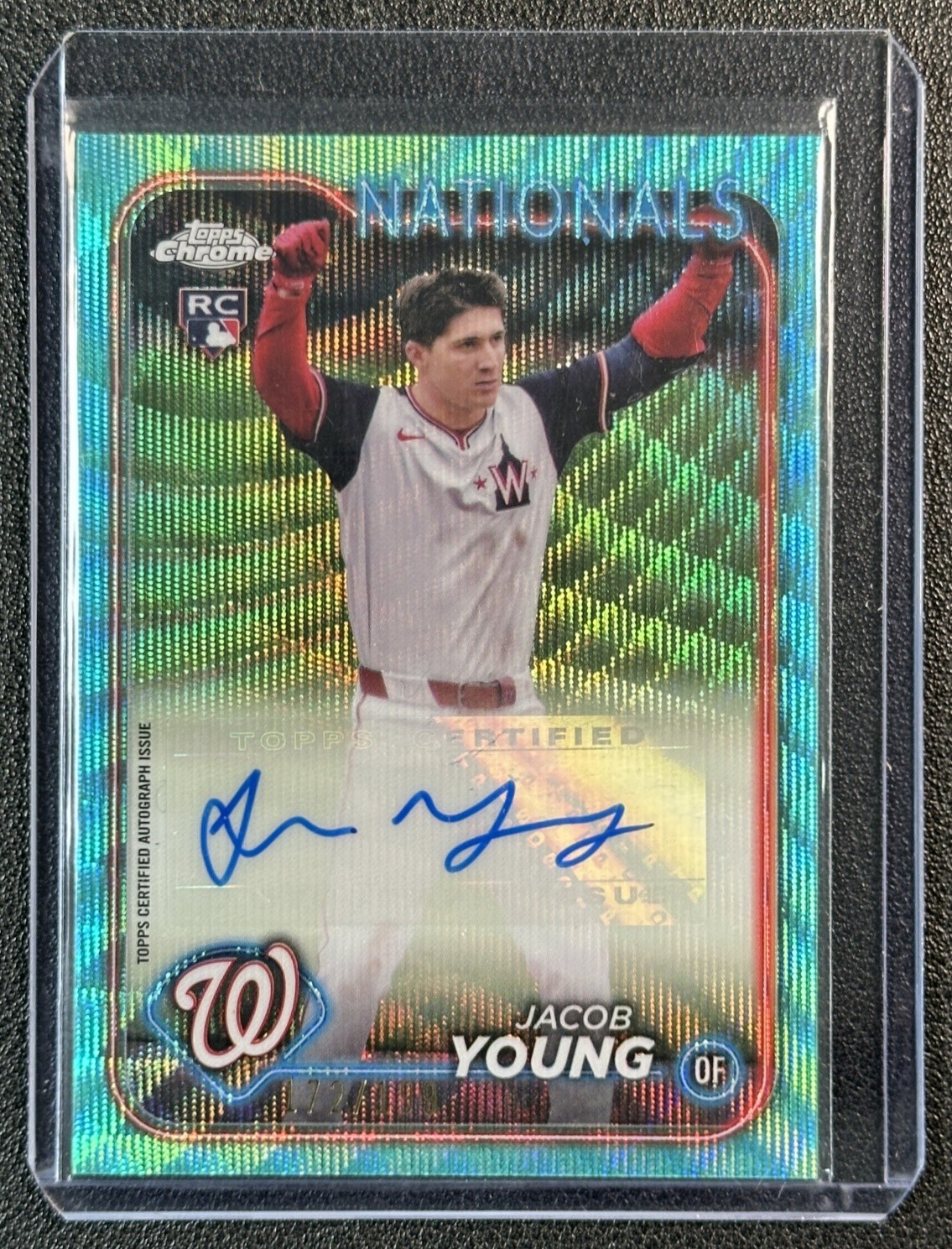 JACOB YOUNG 2024 TOPPS CHROME UPDATE #AC-JY AUTO AQUA WAVE REFRACTOR RC 172/199