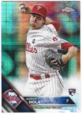 2016 Topps Chrome Aaron Nola Prism Refractor Rookie Card RC #114. rookie card picture