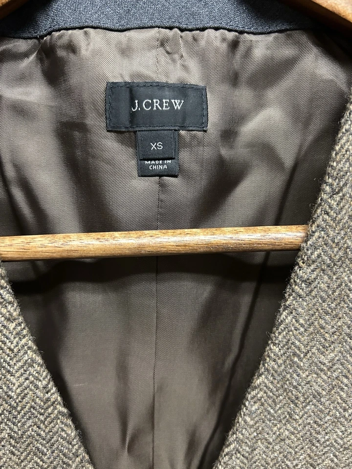 Chaleco para hombre J Crew talla XS lana luna marrón espiga Foto 2 de 4