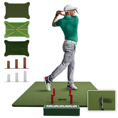 Golf Mat with 3 Interchangeable Mat Inserts, Golf Hitting Mat Indoor, 48''x13''12''
