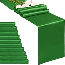 10-Pack Green 12 X 108 Inches Long Premium Satin Table Runner for Wedding, Decor