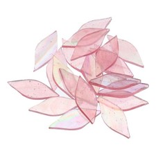 50g Stained Glass Mosaic Leaf Pink AB Color Glass Mosaic Tiles Bulk