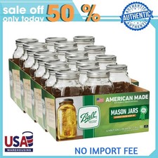 Ball Half Gallon Mason Jars Wide Mouth 24pk, 64oz Canning Jars with Lids and Rin