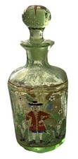 ANTIQUE ENAMELED STIEGEL GLASS DECANTER Made In PA 7 1/2 &ldquo; Tall.