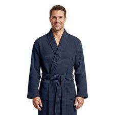 Luxury Navy Blue Waffle Bathrobe | Organic Cotton Unisex Spa Hotel 280 GSM Robe