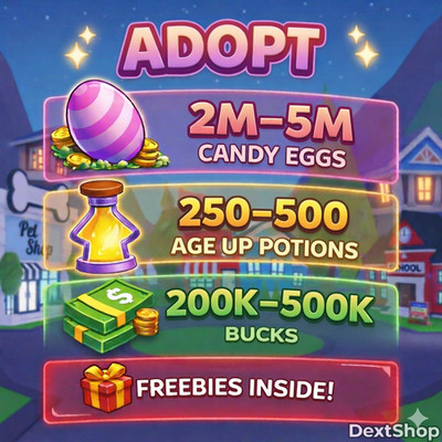  Adopt From Me | 2M-5M Candy Eggs + 250-500 Age Up Potions + 200K 500K Bucks