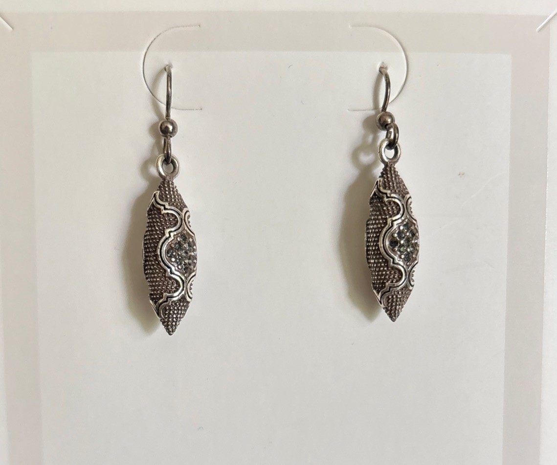 Silver Dangle Drop Hook Earrings - image 1