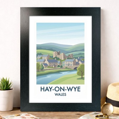Hay-on-Wye, Wales Travel Poster Giclee Art Print 55-6